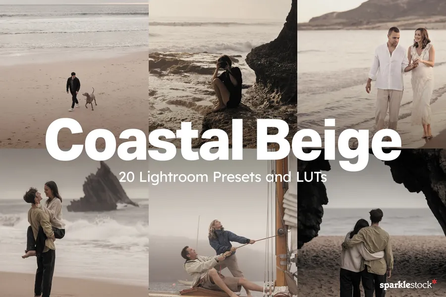 20 coastal beige lightroom presets luts | download free design addon 20 coastal beige lightroom presets luts design add on for photoshop procreate illustrator and more