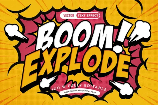Boom explode comic text effect 2025 06 30 18 11 41 utc design add on for photoshop procreate illustrator and more