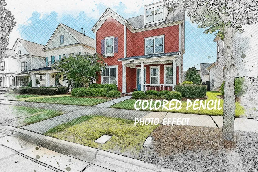 Colored pencil photo effect | download free design addon Colored pencil photo effect design add on for photoshop procreate illustrator and more