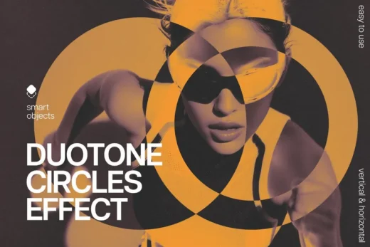 Duotone circles photo effect design add on for photoshop procreate illustrator and more