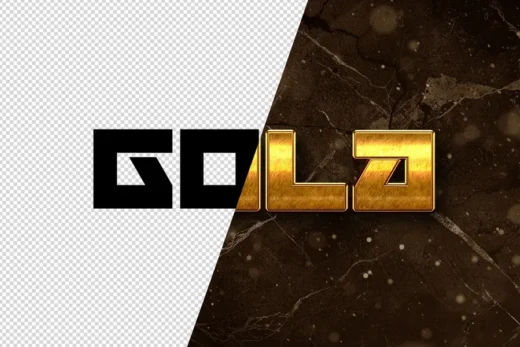 Gold text effect design add on for photoshop procreate illustrator and more