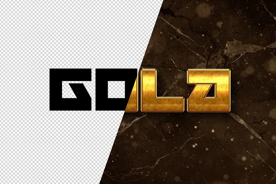 Gold text effect design add on for photoshop procreate illustrator and more