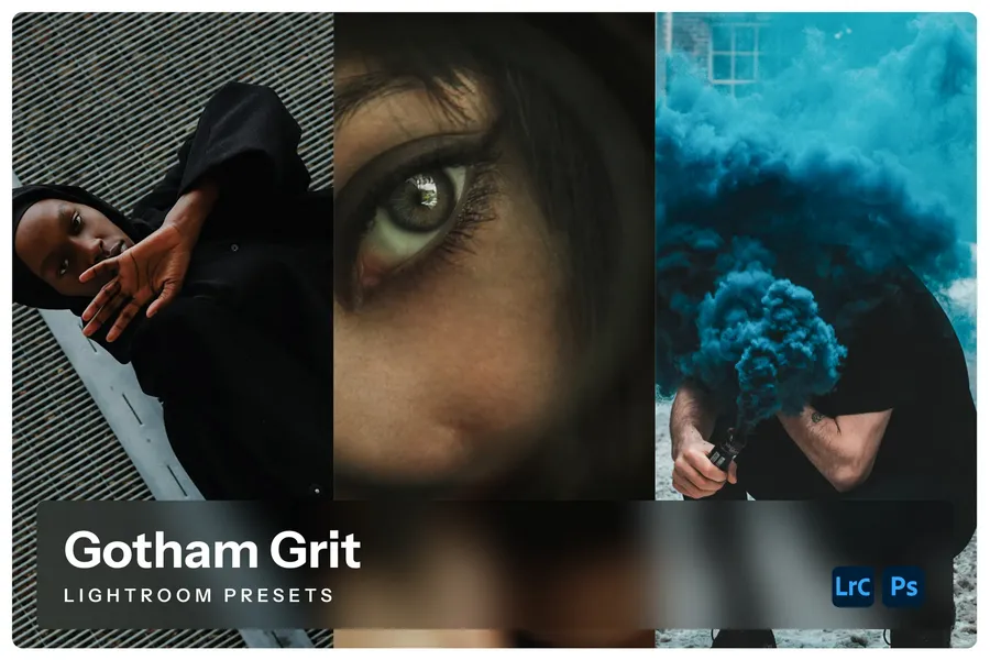 Gotham grit lightroom presets | download free design addon Gotham grit lightroom presets design add on for photoshop procreate illustrator and more