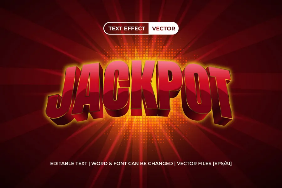 Jackpot text effect 3d curved | download free design addon Jackpot text effect 3d curved design add on for photoshop procreate illustrator and more