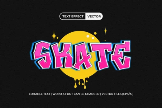 Skate text effect graffiti style 2025 06 30 18 18 43 utc design add on for photoshop procreate illustrator and more