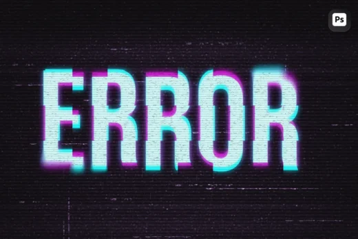 Vhs glitch text effect design add on for photoshop procreate illustrator and more