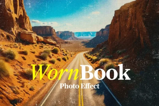 Worn old book photo effect design add on for photoshop procreate illustrator and more