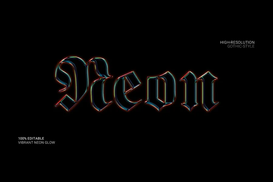 Gothic neon glow text effect 2025 07 08 18 15 11 utc design add on for photoshop procreate illustrator and more
