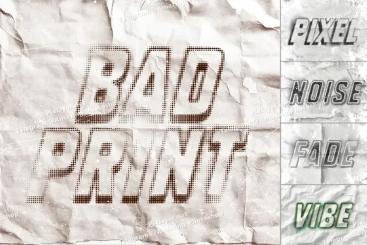 Halftone text effect on paper texture set 2025 07 04 19 57 53 utc design add on for photoshop procreate illustrator and more