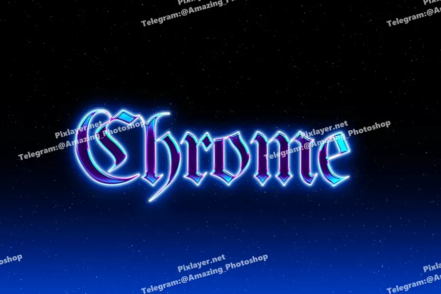 Neon gothic chrome text effect 2025 07 04 16 44 12 utc design add on for photoshop procreate illustrator and more