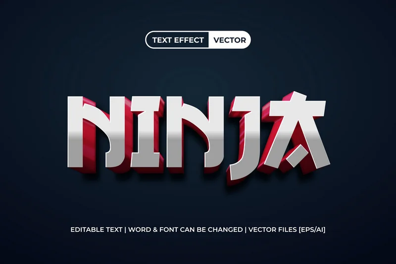Ninja text effect 3d 2025 07 10 21 22 12 utc design add on for photoshop procreate illustrator and more
