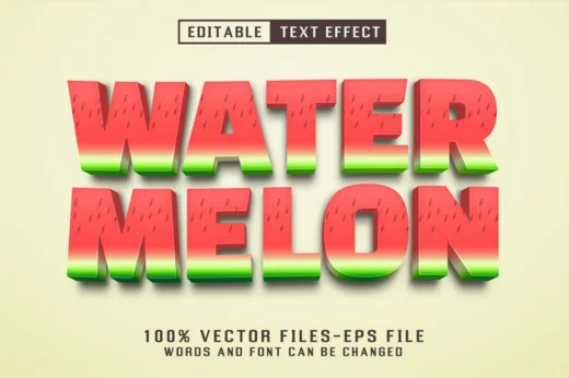 Watermelon 3D Text - Editable Text Effect