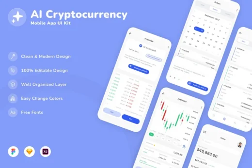Ai cryptocurrency mobile app ui kit 2025 09 29 22 37 27 utc design add on for photoshop procreate illustrator and more