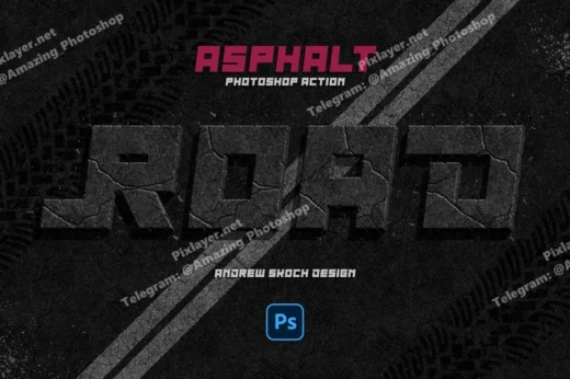 Asphalt effect photoshop action 2025 09 30 21 22 10 utc design add on for photoshop procreate illustrator and more