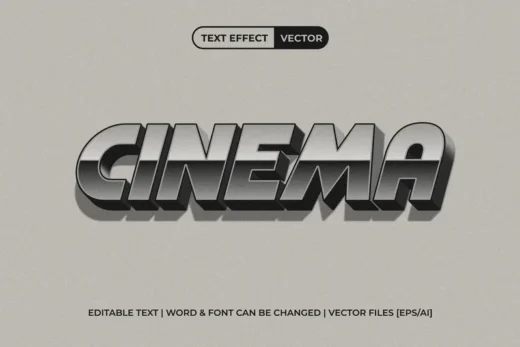 Cinema text effect vintage monochrome 2025 10 29 01 21 50 utc design add on for photoshop procreate illustrator and more