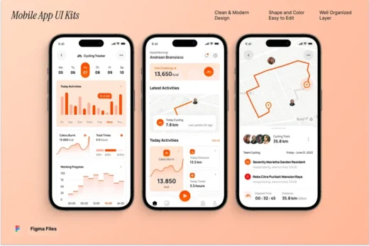 Cycling workout gps tracking mobile app ui 2025 10 07 03 34 35 utc design add on for photoshop procreate illustrator and more