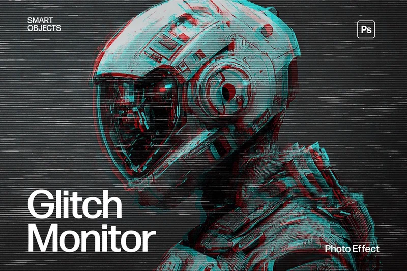 Glitch monitor photo effect template 2025 10 09 01 12 59 utc design add on for photoshop procreate illustrator and more