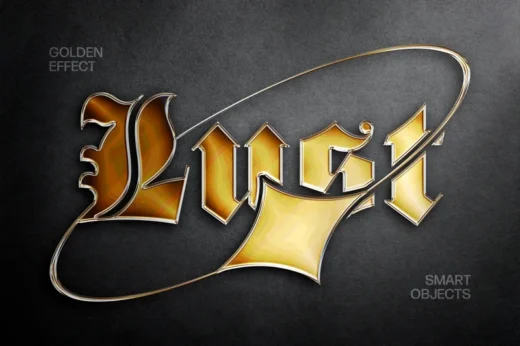 Gold Metallic Glossy Text & Logo Effect