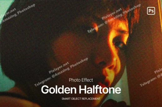 Golden Halftone Photo Effect
