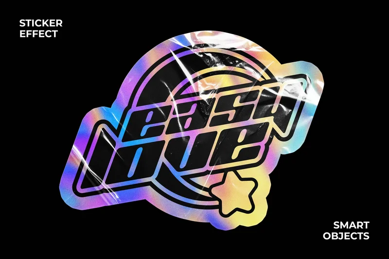 Holowrinkledstickereffect20251018021107utc | download free design addon Holo wrinkled sticker effect 2025 10 18 02 11 07 utc design add on for photoshop procreate illustrator and more