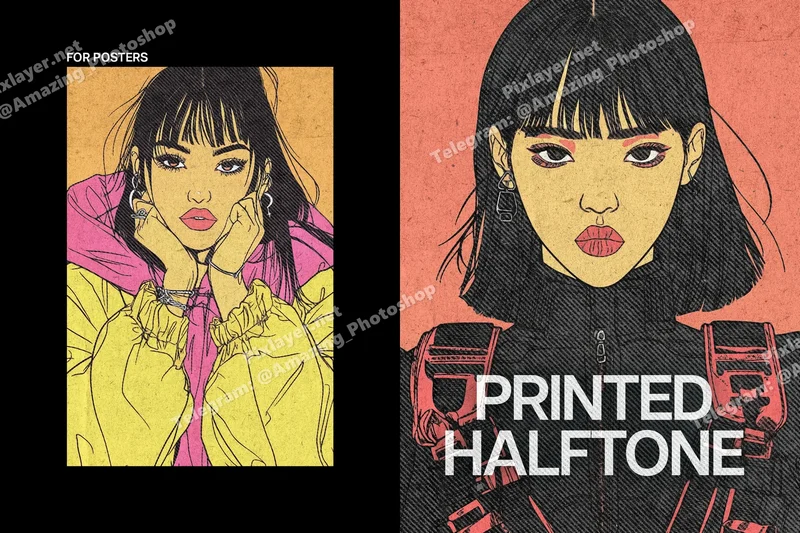 Line halftone print poster effect 2025 10 30 18 54 09 utc design add on for photoshop procreate illustrator and more