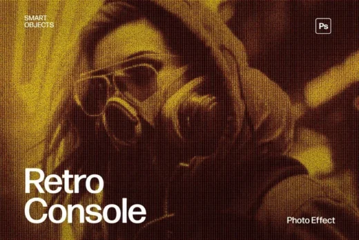 Retro console pixelated photo effect template 2025 10 09 01 13 59 utc design add on for photoshop procreate illustrator and more