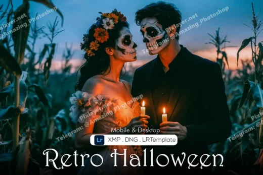 Retro halloween preset 2025 10 15 17 55 21 utc design add on for photoshop procreate illustrator and more