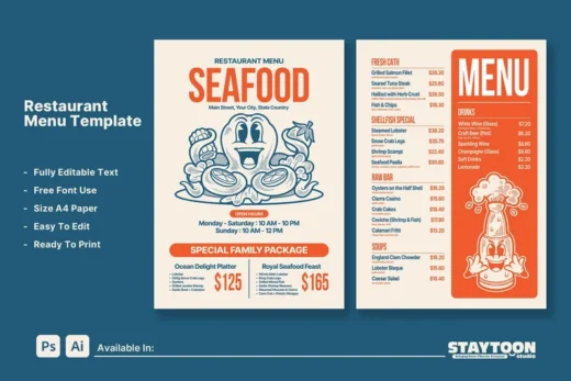 Sea food retro menu 2025 09 30 02 55 51 utc design add on for photoshop procreate illustrator and more