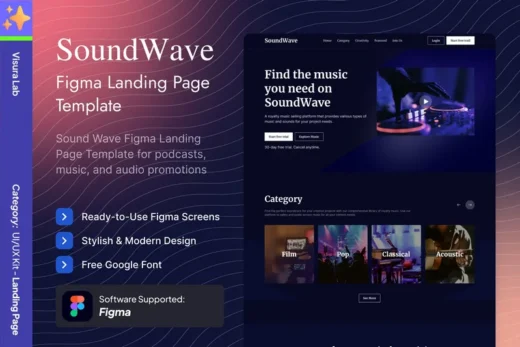 Sound wave figma landing page template 2025 10 07 03 30 33 utc design add on for photoshop procreate illustrator and more