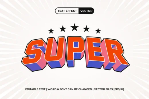 Super text effect 3d curved style 2025 10 29 01 21 50 utc design add on for photoshop procreate illustrator and more