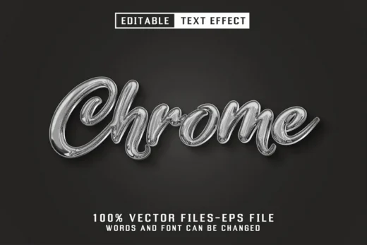 Chrome 3d text editable text effect 2025 11 06 20 17 37 utc design add on for photoshop procreate illustrator and more